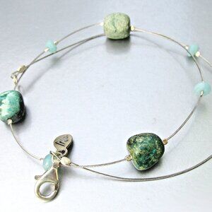 Silpada Sterling Silver Floating Chrysocolla Nugget Chalcedony Necklace N1888